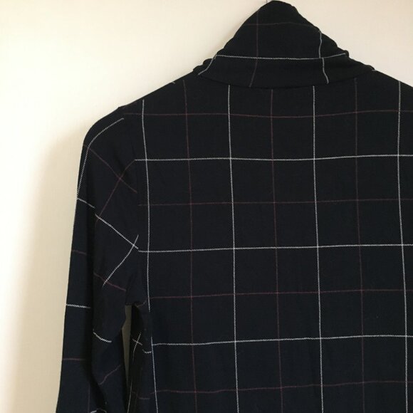 Denver Hayes Black Red White Plaid Mock Neck Viscose Long Sleeve Top XS - Picture 5 of 13